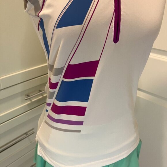 ADIDAS Climacool Stretch Women's Golf Polo Shirt Size Small Purple Blue White - Picture 4 of 15